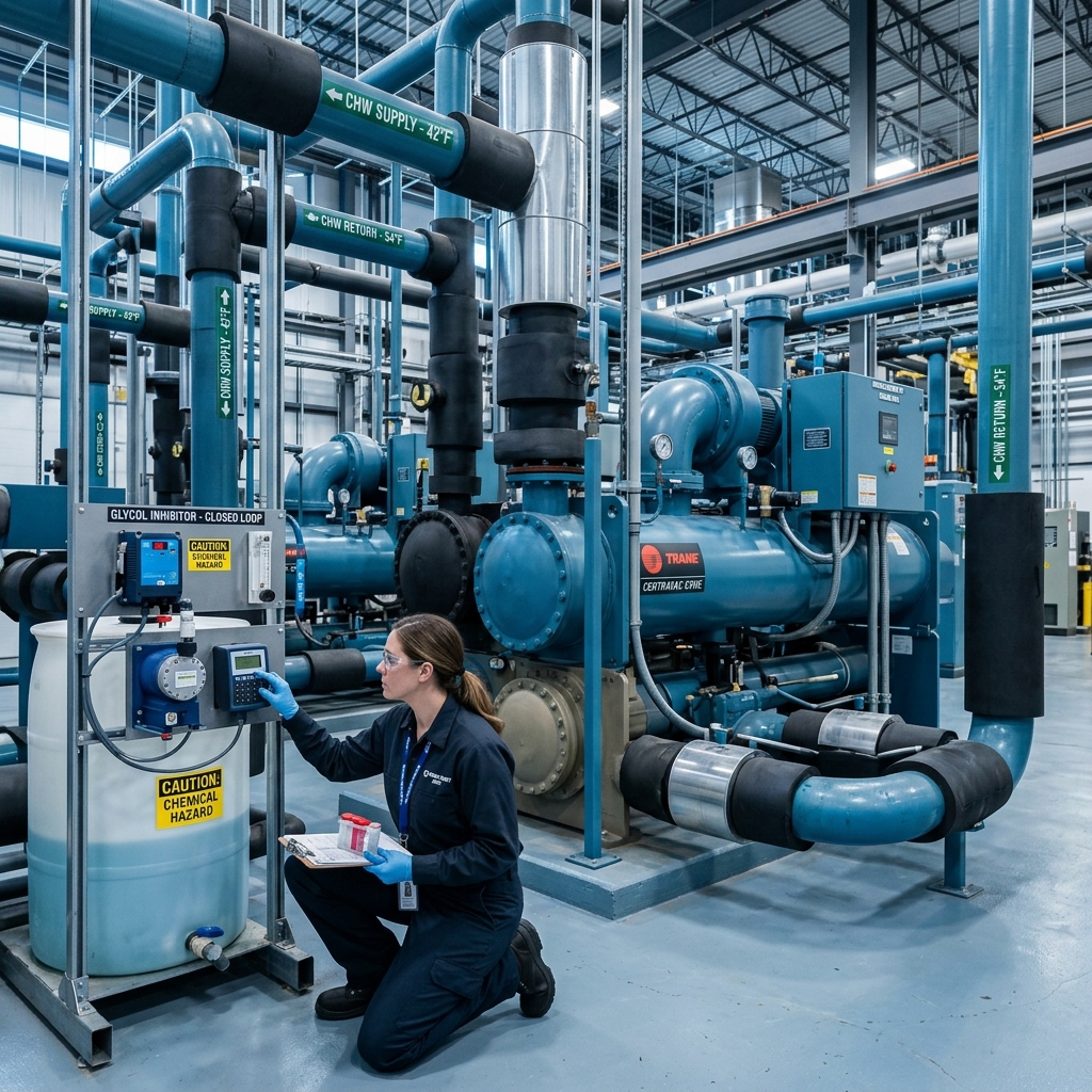 Chiller closed-loop water treatment chemicals