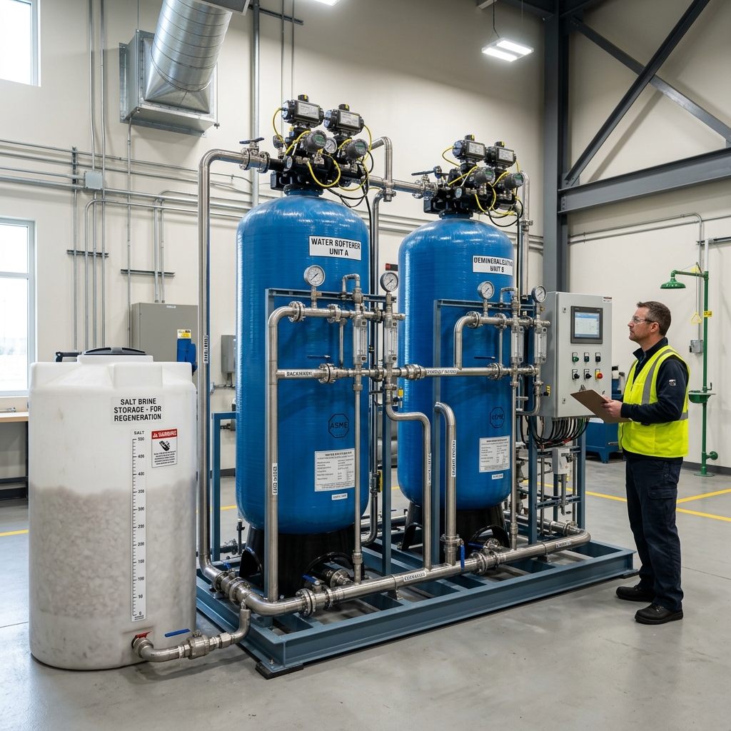 Skid-mounted industrial water treatment plant