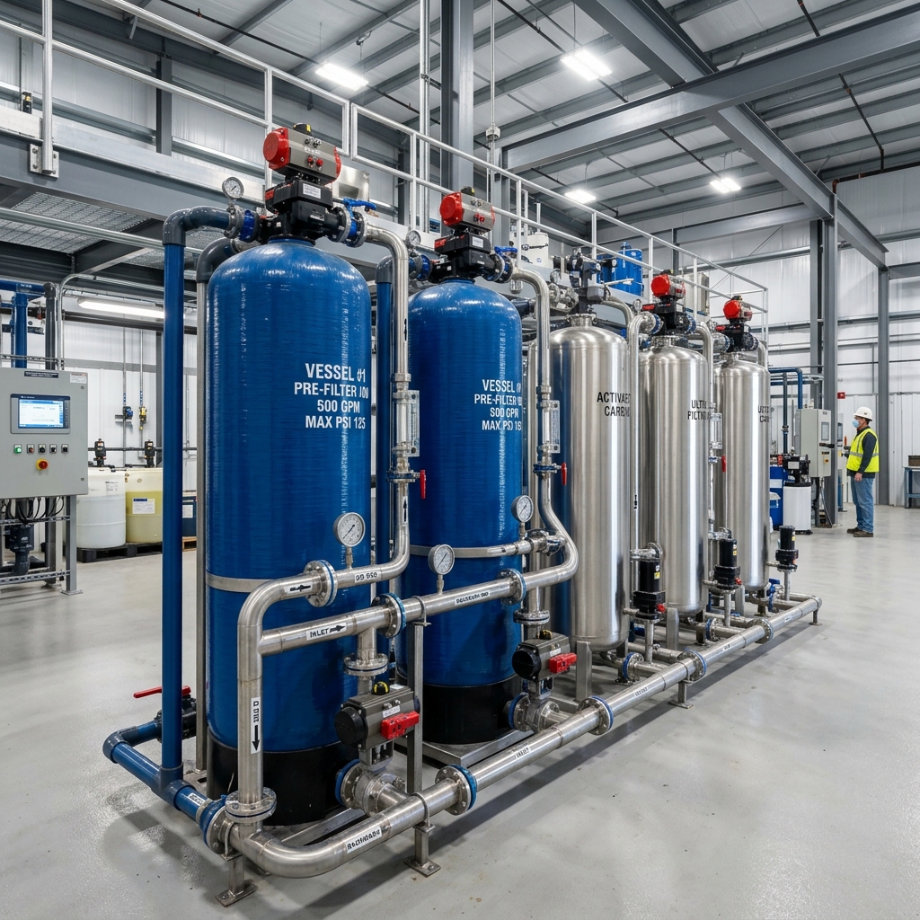 Industrial pressure sand filters and carbon filters